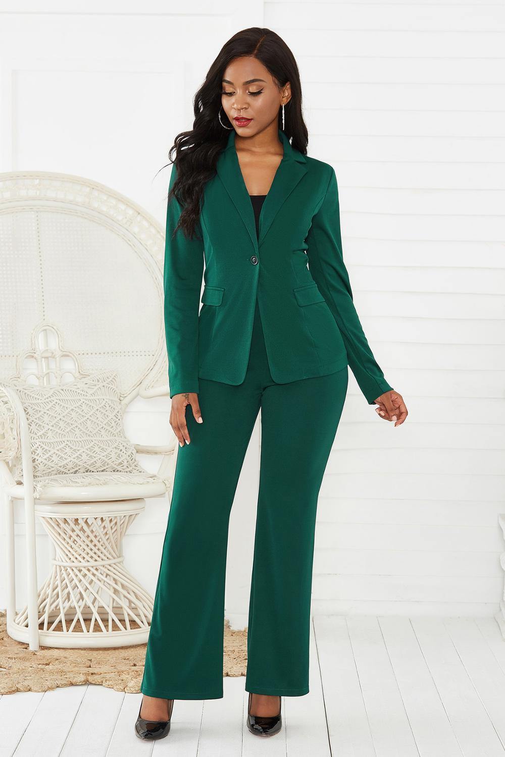 women's suit office two piece set long sleeve suit pants 2 piece set female winter two pieces sets office female - Surprise store
