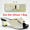 New Arrival Italian Shoes with Matching Bags for Wedding Italy Nigerian Women Wedding Shoe and Bag Set Decorated with Rhinestone