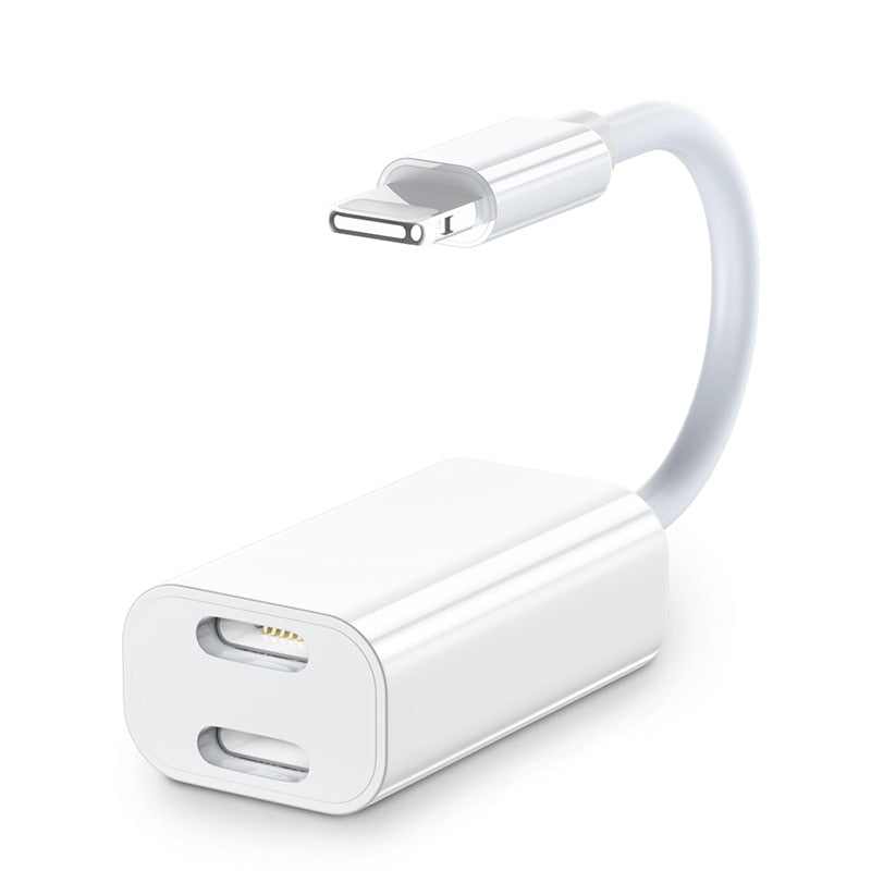 2 in 1 Adapter Splitter Cable For iPhone 11 Pro Xs Max XR 7 8 Plus iPad iOS Dual Lightning Charging Audio Earphone OTG Accessory