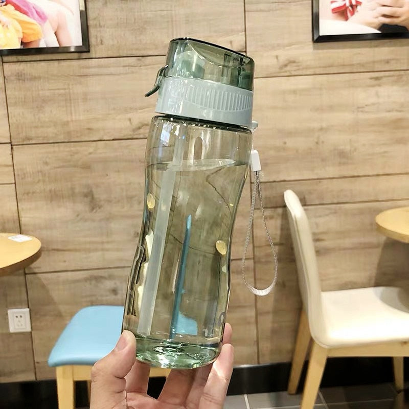 600ml Plastic Sports Water Bottle Cup Creative Portable Leak-proof Student Kids Bottle for WaterOutdoor Sport Camping Space Cup