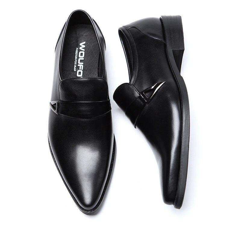 Luxury Genuine Leather Men Oxford Formal Shoes Pointed Toe Men Dress Shoes With Buckle Strap Male Wedding Business Shoes B09 - Surprise store