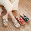 2021 Bohemian Women Linen Canvas Slip-On Flat Shoes Comfortable Retro Loafers Ladies Casual Embroidered Sneakers Hemp Sole