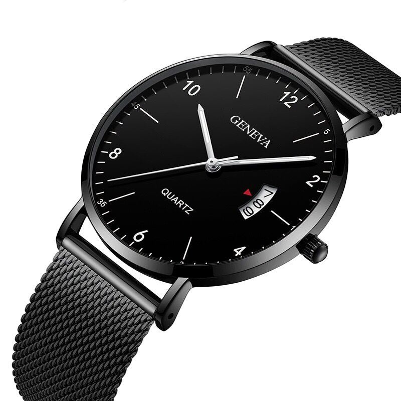 Men Watches 2021 Luxury Famous Brand Men Stainless Steel Mesh Calendar Watch Men Quartz Watch Relogio Masculino Men Wristwatch