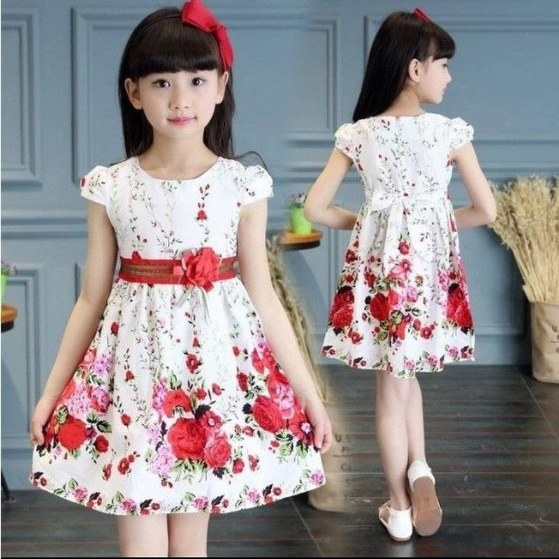 Summer Girls Dress 12 Children's Clothing Short Sleeve Sweet Dress 9 Student Fashion Dresses 8 Kids 7 Years Old 5 Princess Dress