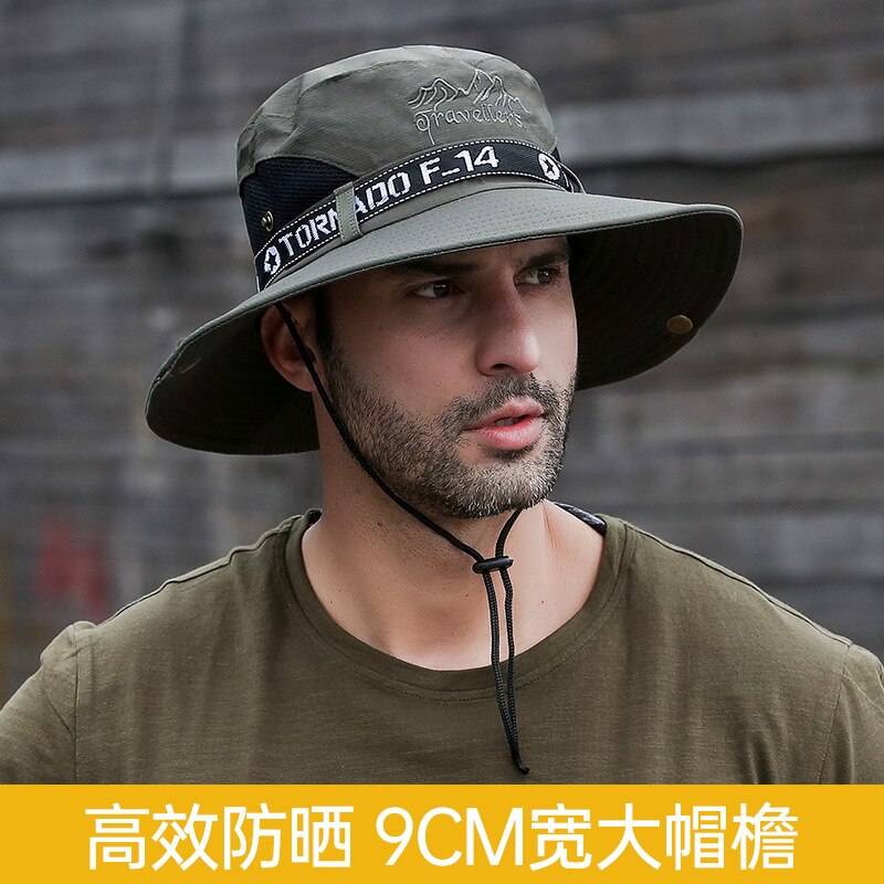 Men's Panama Hat Fisherman Hat Outdoor Breathable Mesh Hiking Hats 9CM Wide Brim Anti-UV Sun Hat Bucket Hat Mountaineering Caps