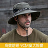 Men's Panama Hat Fisherman Hat Outdoor Breathable Mesh Hiking Hats 9CM Wide Brim Anti-UV Sun Hat Bucket Hat Mountaineering Caps