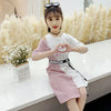 Girls Dress Summer 2021 New Girls Wear Korea Fashion Summer Style Shoulder Dress Tide Asymmetrical Dress Girls 2 To 12 Years