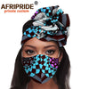African 2 Piece for Women Headband Headwear Floral Turban Head Scarf Ladies Head Wrap Hair Accessories Match Print Mask A20H015