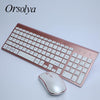 2.4G Wireless Keyboard and Mouse Combo Orsolya Whisper-quiet,UK English/German DE/Italian IT layout keyboard,Rose Gold+Silver - Surprise store