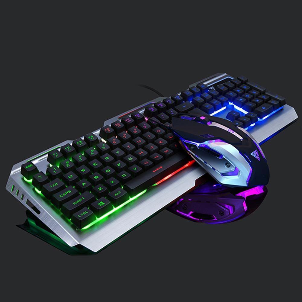 VKTECH 104 keys Gaming Mechanical Keyboard Mouse Set USB Wired Ergonomic RGB Backlight Keyboard Mice Combo For Laptop Desktop PC - Surprise store