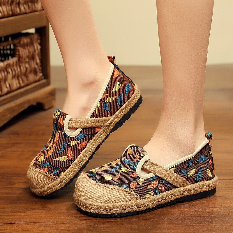 2021 New Spring/autumn Retro Handmade Cotton Hemp Casual Round Toe Linen Cotton Shoes Womens Flat Shoes Fisherman