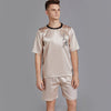Summer Men Pyjama Set Print Satin Men Pajama Suit Short Sleeve Shorts Silk Pajama Man Sleepwear Spring Pajama Male Nightgown XXL