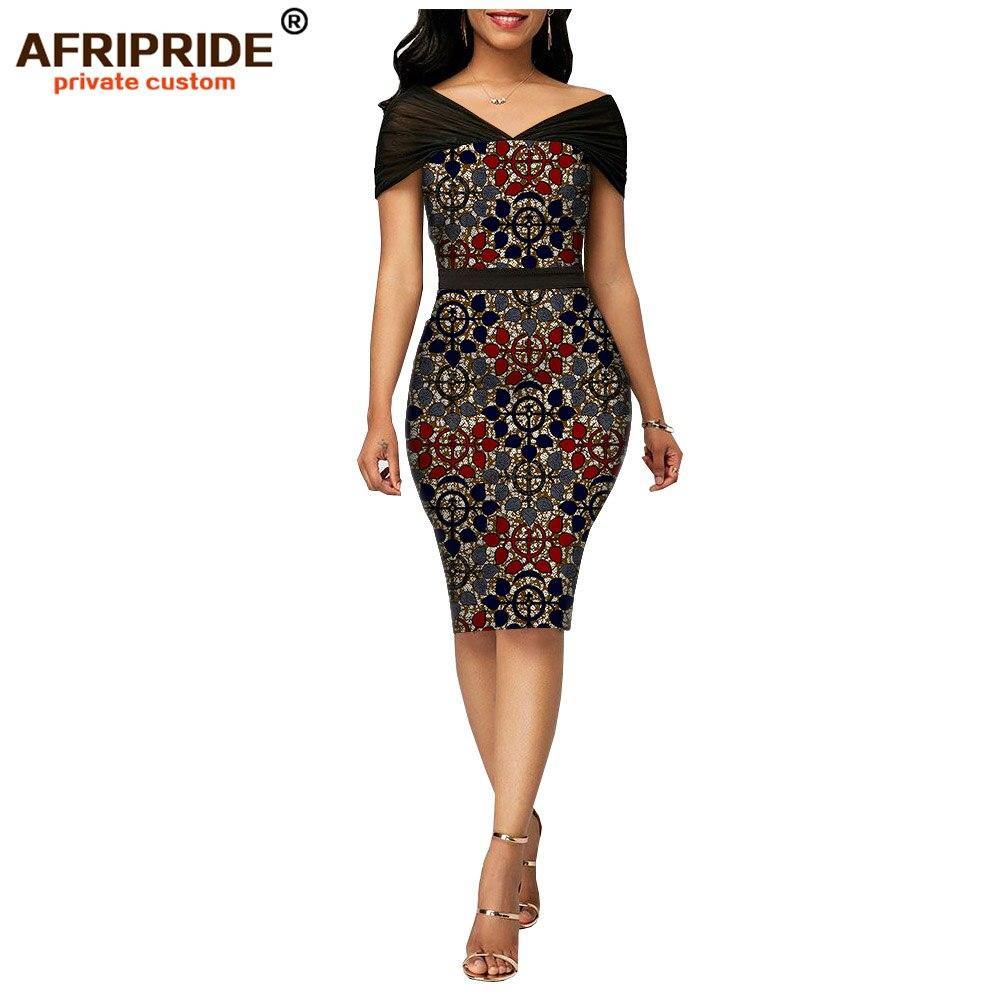 African wax summer bodycon dresses for women AFRIPRIDE tailor made adjustable sleeves knee length women party dress A1925006 - Surprise store