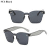 Candy Color Cat Eye Sunglasses Women Clear Lens Big Frame Shades Acetate Eyewear Ladies One Piece Rivet Sexy Sun Glasses Female