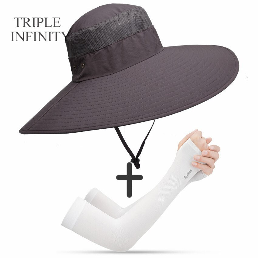 New Summer Sun Hat For Man Outdoor Quick-drying Sun-proof Men's Panama Hat Fishing Breathable Male Large Wide Brim Bucket Hats