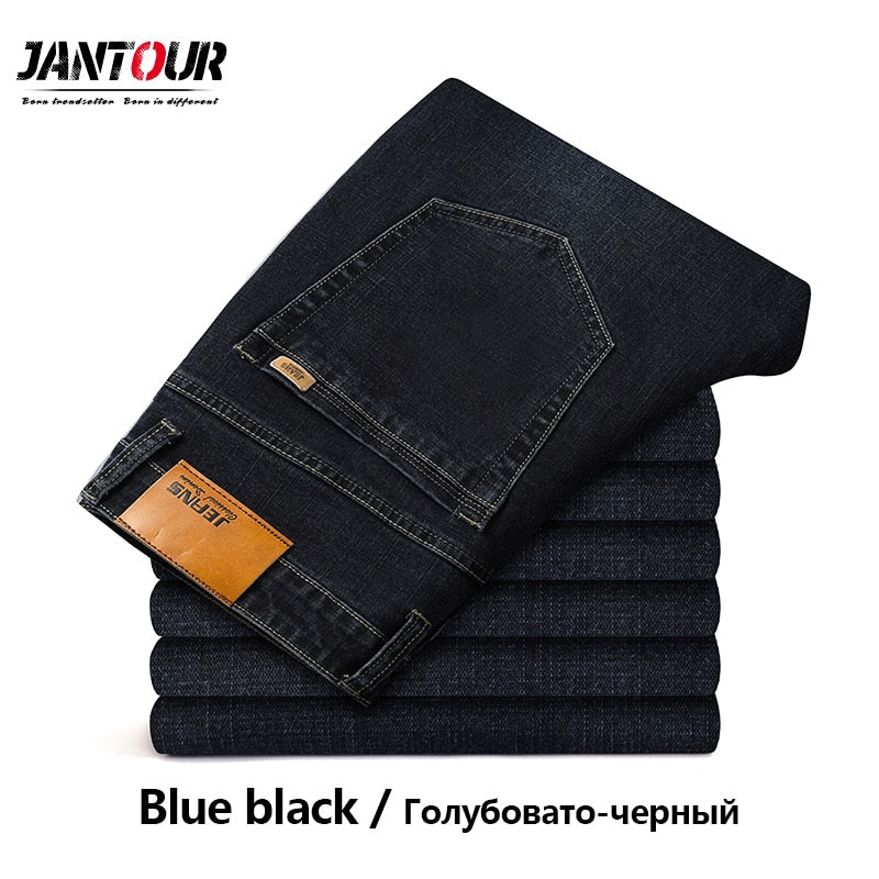 Cotton Men's Jeans Denim Pants Brand Classic Clothes Overalls Straight Trousers for Men Black Oversize Large Size 35 40 42 44 46