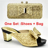 New Arrival Italian Shoes with Matching Bags for Wedding Italy Nigerian Women Wedding Shoe and Bag Set Decorated with Rhinestone