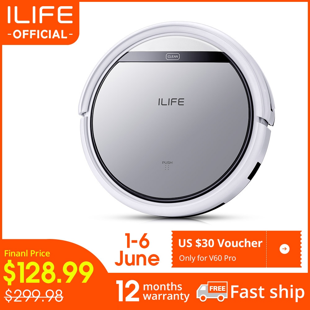 ILIFE V60 Pro Robot Vacuum Cleaner Sweep Wet Mopping Cleaning Appliances Hard Floor automatic Suction Ultra Thin,electric litter
