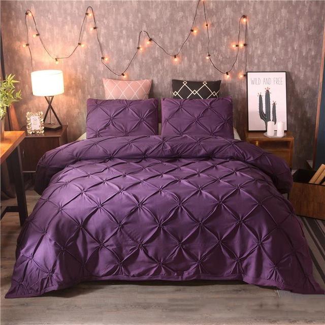 White Duvet Cover Set Pinch Pleat 2/3pcs Twin/Queen/King Size Bedclothes Bedding Sets Luxury Home Hotel Use(no filling no sheet)