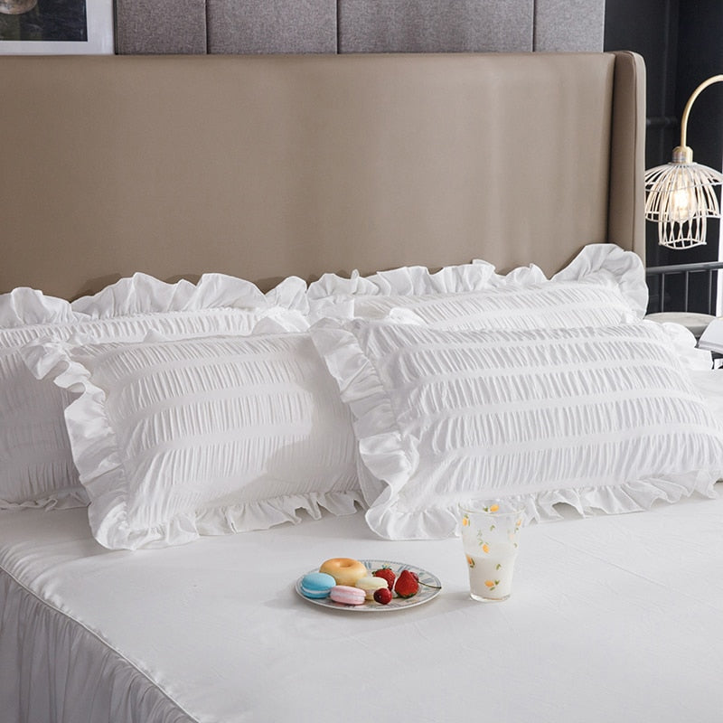 New Style High Quality Princess White Bedding Article Pillow Cover Ruffle Pillow Case Cushion Cover Sleep Pillowcase #/