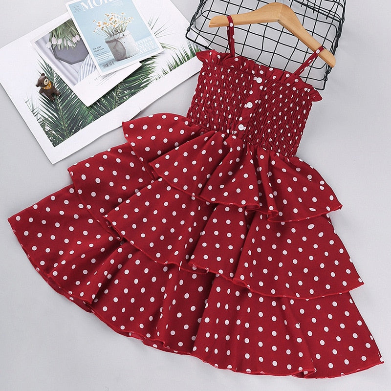 Girls Dresses 2021 Summer Polka Dots Princess Dress Elegant Female Kids Cake Dress Teens Girls 3-10 Years Children Clothes Party