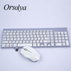 2.4G Wireless Keyboard and Mouse Combo Orsolya Compact full-size keyboard and 2400dpi optical mouse Low noise,English,Spanish,German,Japanese,French,silver&white - Surprise store