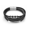 Jiayiqi Fashion Natural Stone Beads Men Bracelet Multilayer Leather Bracelet Punk Jewelry Stainless Steel Magnetic Clasp Bangles
