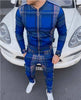 Muscle brothers 2021 new 3D printing retro men's leisure sports men's suit Plaid stripe coat Long pants men's suit