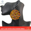 SOMESOOR African Fabric Bohemian Wooden Drop Earrings Afrocentric Ethnic Women Headwrap Designs Both Sides Printed For Women