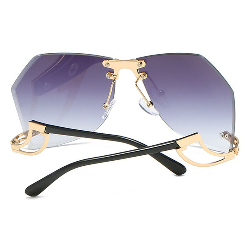 2021 New Irregular Rimless Sunglasses Women Brand Designer Alloy Frame Oversize Gradient Sun Glasses Fashion Female Clear Shades