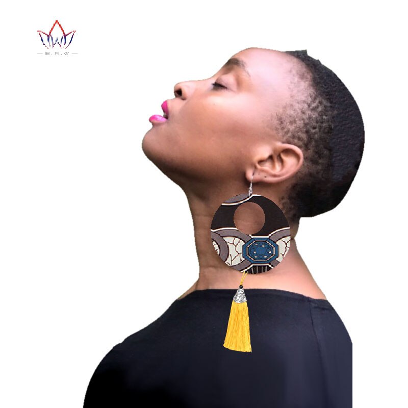 2020 African Cloth Fabric Earrings Handmade Earrings With Tassels For Women African Print Ankara Big Oversized Earrings SP032