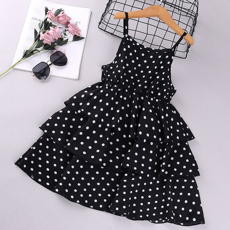 Girls Dresses 2021 Summer Polka Dots Princess Dress Elegant Female Kids Cake Dress Teens Girls 3-10 Years Children Clothes Party