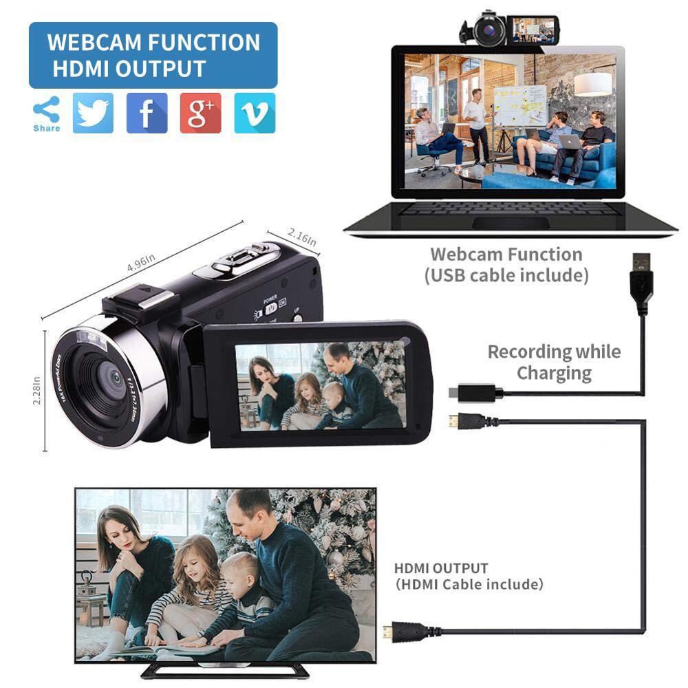 Video Camera 4K Vlogging Camcorder for Live Stream WiFi Webcam Remote Control Night Vision Touch Screen Photography Take Picture