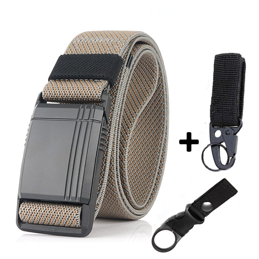 New Elastic Belt For Men Slide Metal Magnetic Buckle Adjustable Male Trousers Belts Military Combat Tactical Belts High Quality