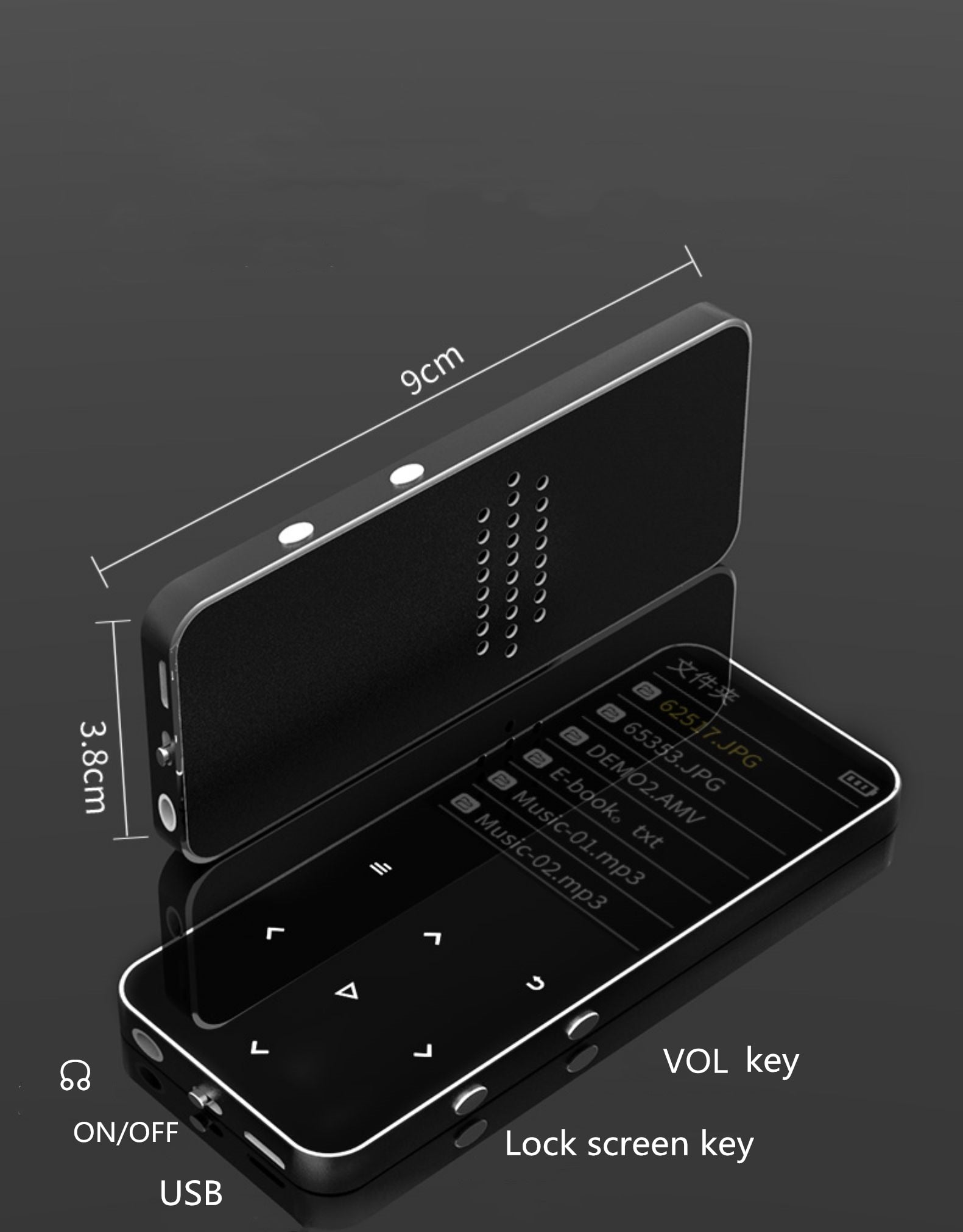2021 New Bluetooth MP3 Music Player 8GB 16GB 32GB Touch Key SD Card Insert FM Radio Multiple Language Luxury Metal HiFi Player