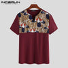 INCERUN Fashion Men Casual T Shirt Short Sleeve Print Patchwork V Neck 2020 African Dashiki Tops Summer T-shirts Men Clothes 5XL - Surprise store