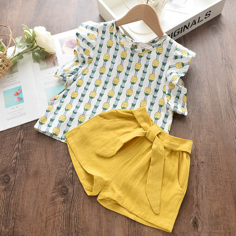 Bear Leader Girls Clothing Sets New Summer Sleeveless T-shirt+Print Bow Skirt 2Pcs for Kids Clothing Sets Baby Clothes Outfits