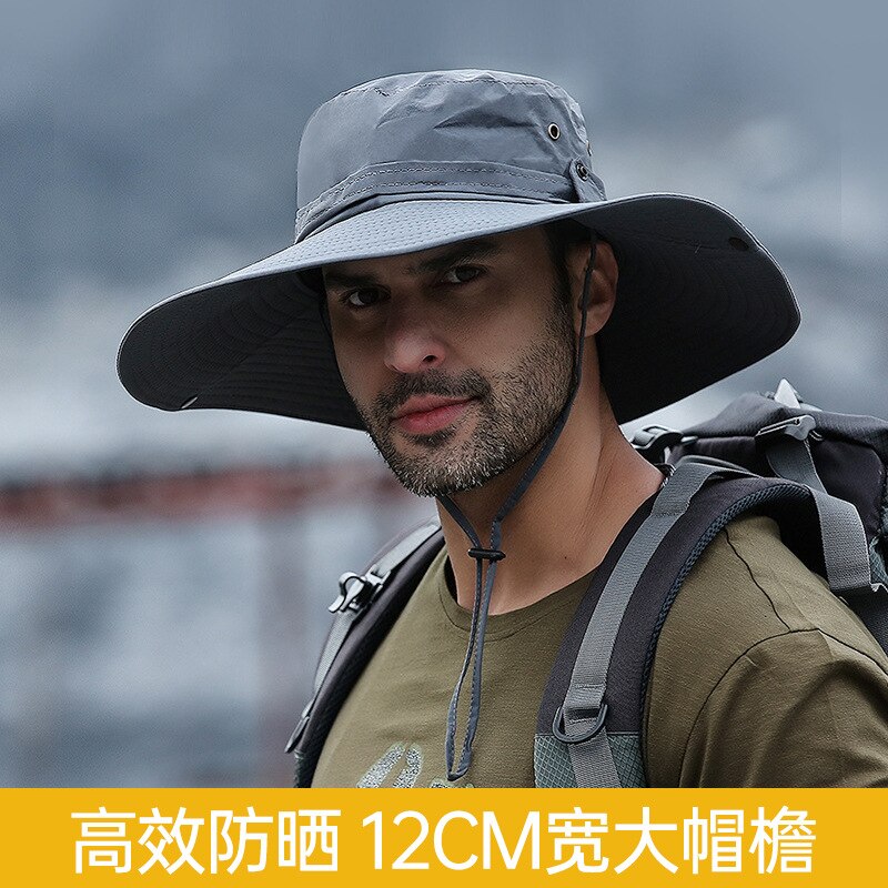 Men's Panama Hat Fisherman Hat Outdoor Breathable Mesh Hiking Hats 9CM Wide Brim Anti-UV Sun Hat Bucket Hat Mountaineering Caps