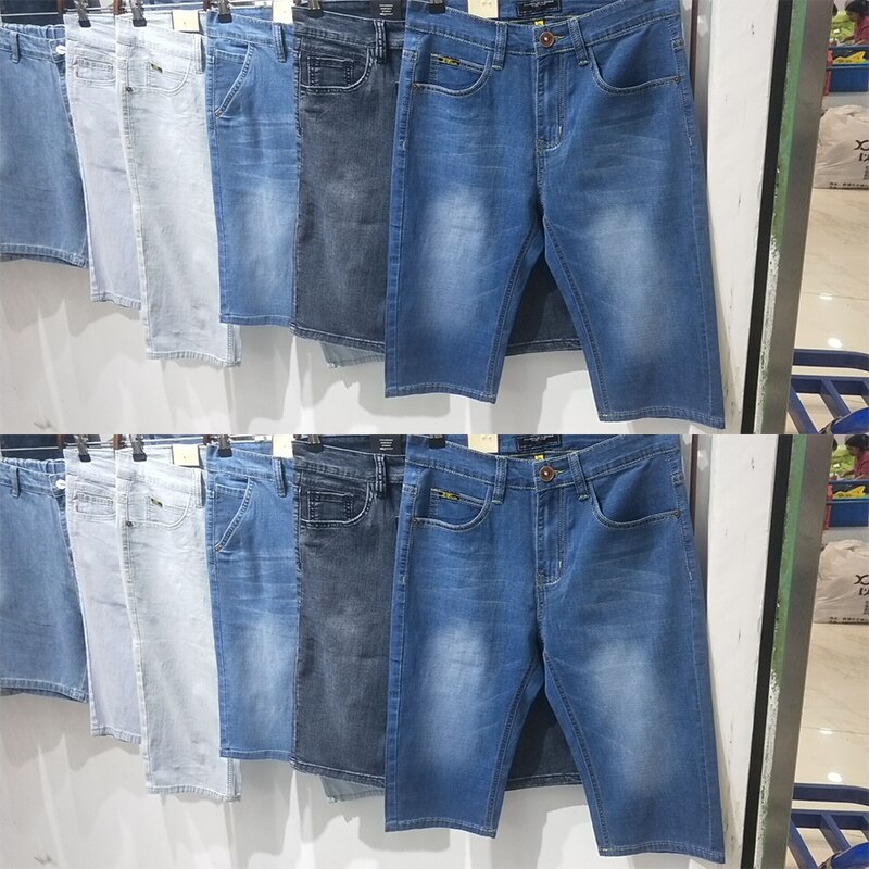 2021 Big Size Summer New Men Business Denim Shorts Fashion Casual Stretch Slim Blue Thin Short Jeans Male