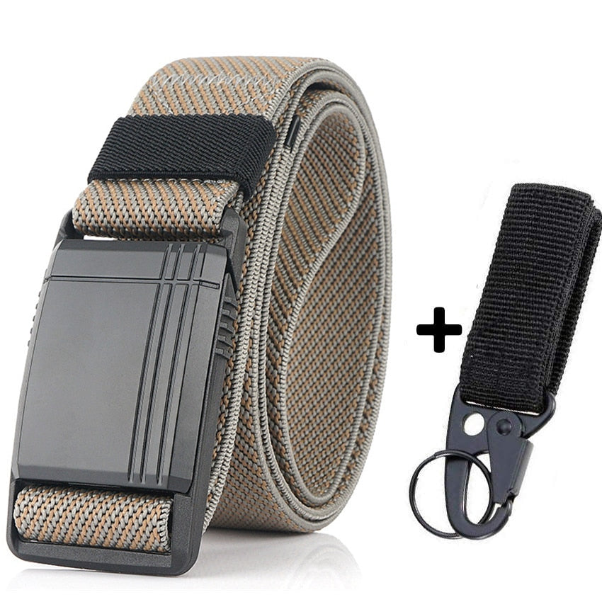 New Elastic Belt For Men Slide Metal Magnetic Buckle Adjustable Male Trousers Belts Military Combat Tactical Belts High Quality