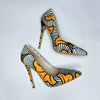 African 2021 new Women Nude shoes ankara print 3cm heels sandals high heels sexy party shoes fashion african ankara print shoes