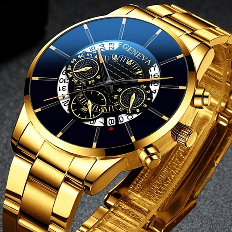 2021 Fashion Men's Quartz Watch Classic Black Wristwatch Steel Belt Luxury Calendar Business Watch Herren Uhren Gifts for Men