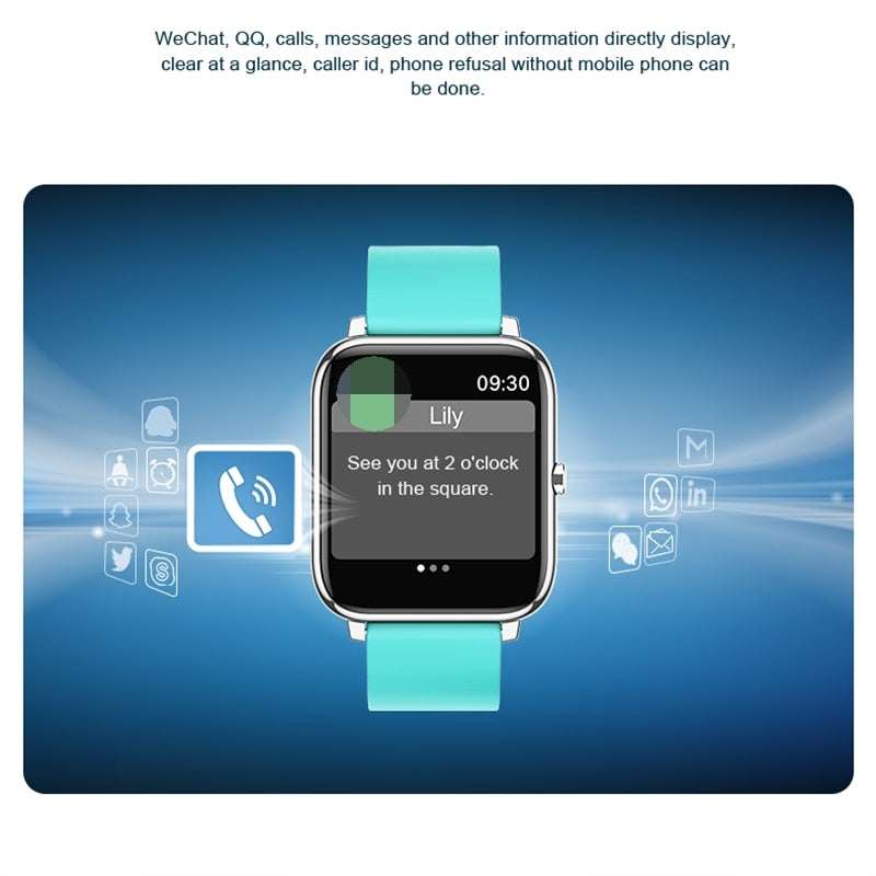 2021 Smart Watch Men Women Waterproof Fitness Sports Watch Heart Rate Tracker Call/SMS Reminder Bluetooth Smartwatch Android iOS
