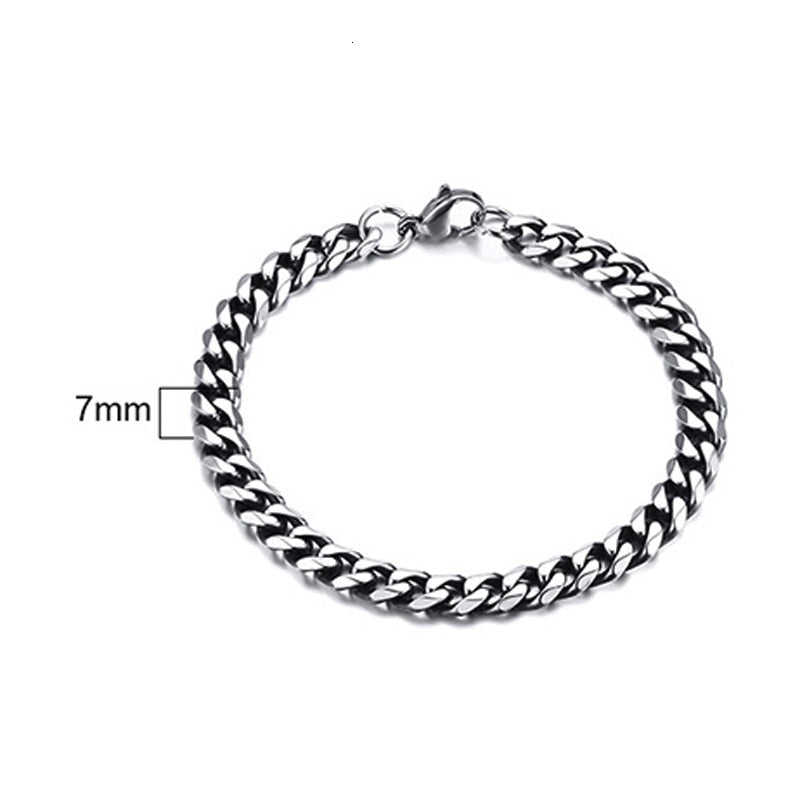 MENS BRACELET MIAMI CUBAN LINK CHAIN BRACELET IN STAINLESS STEEL BRAZALETS FOR MEN HUSBAND BOYFRIEND GIFT 3 TO 11MM