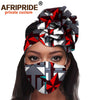 African 2 Piece for Women Headband Headwear Floral Turban Head Scarf Ladies Head Wrap Hair Accessories Match Print Mask A20H015