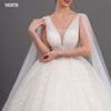 INOE Women Luxury Long Wedding Dress Sequins Fashion Rhinestone Ball Gown Floor Length Tulle Organza Watteau White Party Dress