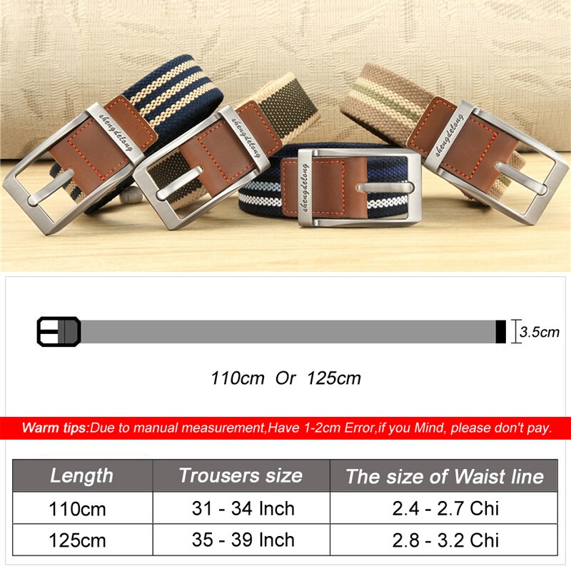 MEDYLA Canvas Belt Men's Casual Alloy Pin Buckle Belts Young Students' Military Training Belts Pants Striped Quality Belt