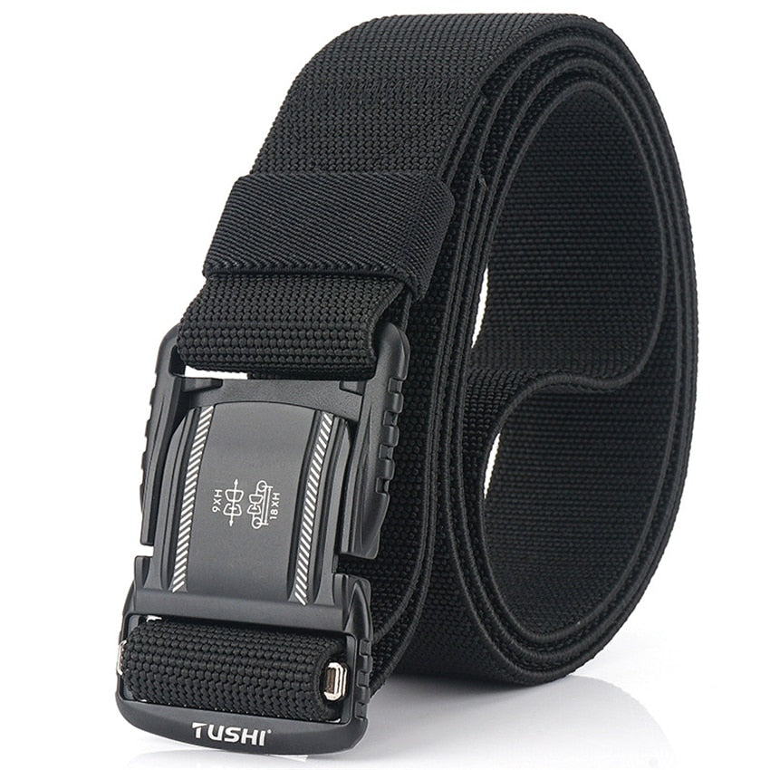 Elastic Men Belt Alloy Magnetic Buckle Outdoor Working Tactical Belt For Jeans Pants Casual Stretch Overalls Male Waist Belt New