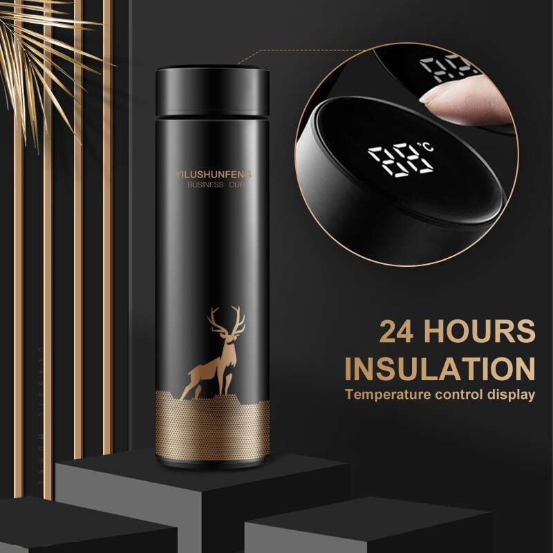 500ML Thermos Vacuum Flasks Temperature Display 304Stainless Steel Hot Water Bottle