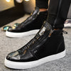 Sneakers Men High Top Microfiber Platform Shoes Brand Fashion Printmens Shoes Black PU Hot Footwear Male Vulcanize Shoes D5-17 - Surprise store